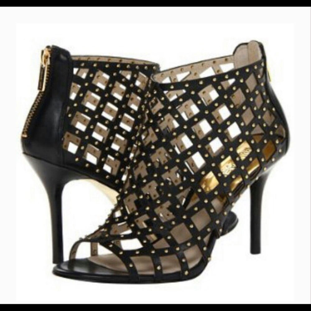 Michael Kors Yvonne Bootie Studded Gold Black 7.5